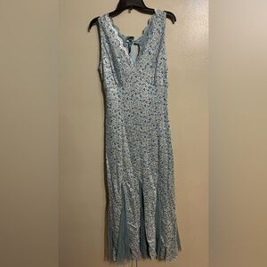 Lovely Grace Womens Blue Laced Mesh Lined Gown Back Tie Size M NWT